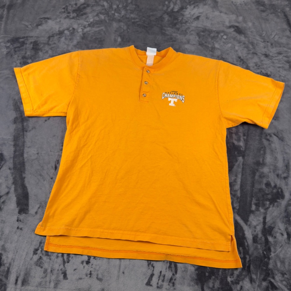 Castaways Henley Shirt Mens XL Orange Tennessee 1998 National Champions 4336